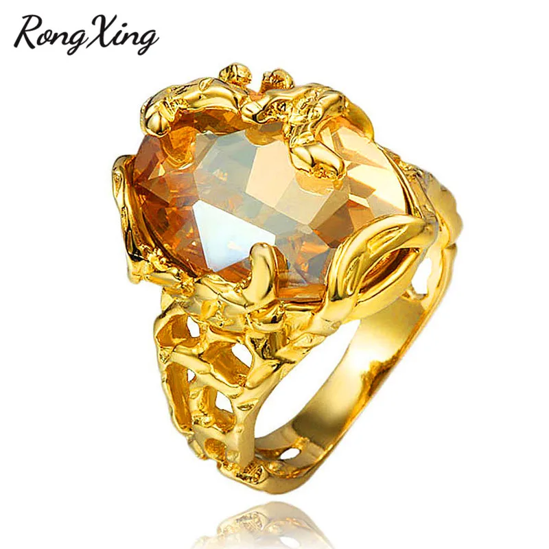 RongXing Роскошные жёлтые Золотые заполненные большие овальные камни цвета