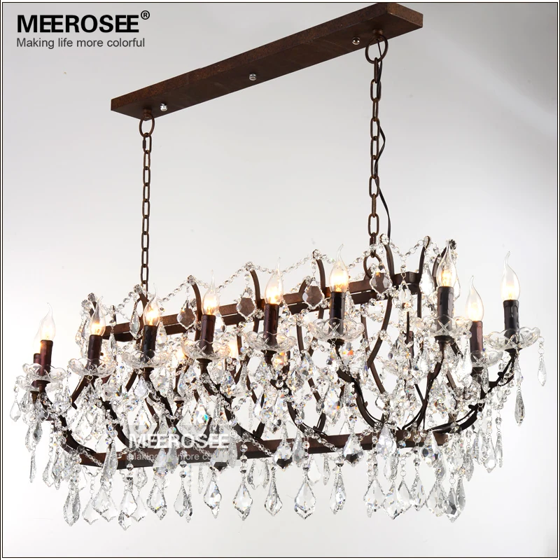 

Vintage Crystal Chandelier Retro Rustic Loft Hanging Light Fixture Crystal Suspension Lamp Drop Lustre for Living room Foyer