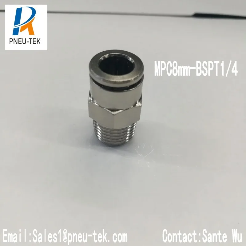 MPC8mm BSPT1/4 прямой штыревой адаптер никелированный латунный фитинг Push to Connect одно