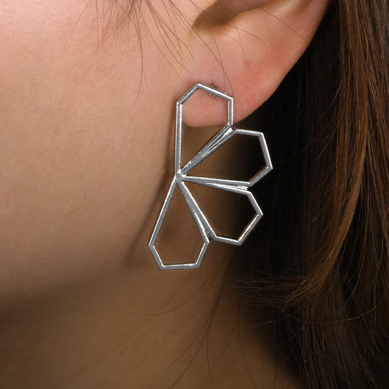 Docona серебряный цвет полый цветок висячие серьги для женщин геометрические