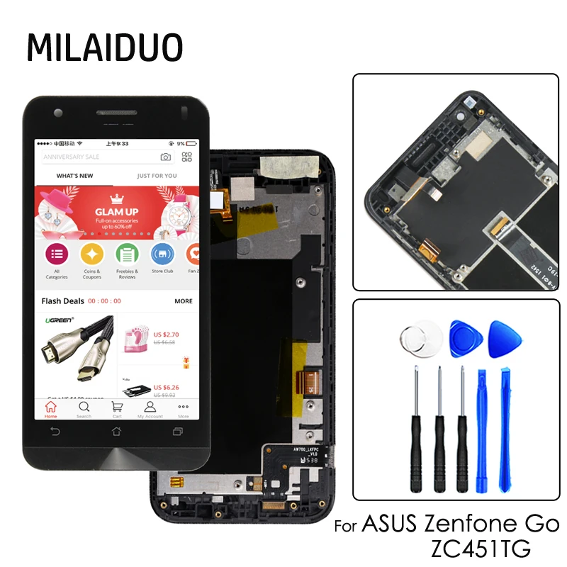 ЖК дисплей для ASUS Zenfone Go ZC451TG кодирующий преобразователь сенсорного экрана в