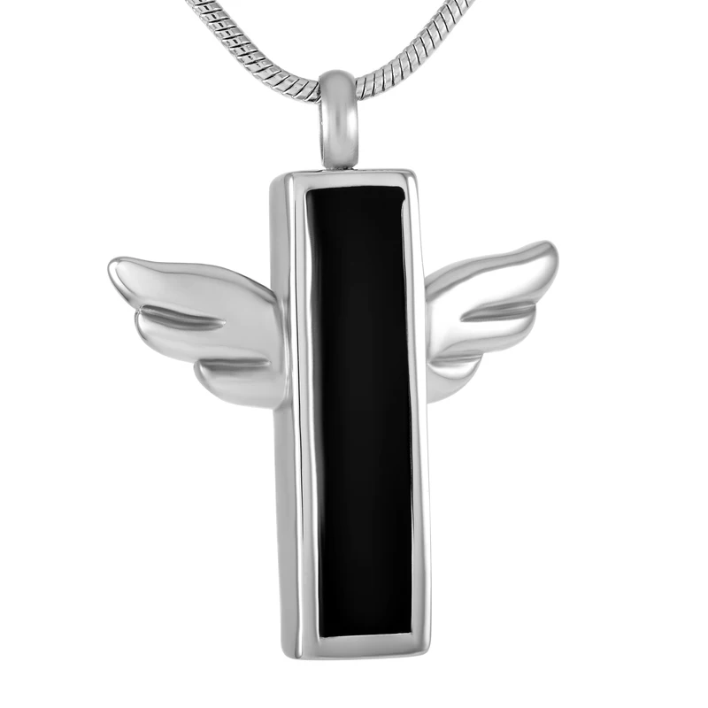 

IJD9282 Angel Wings Flying Cross Memorial Urn Necklace Stainless Steel Cremation Pendant Jewelry Funeral Ashes Holder Keepsake