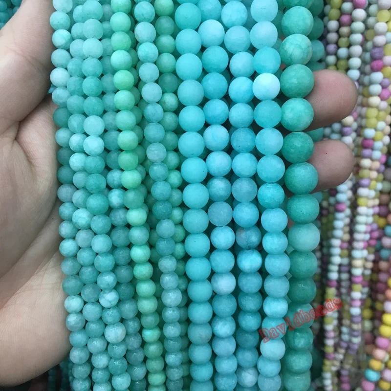 Бесплатная доставка бусины из натурального матового синего амазонита с матовым