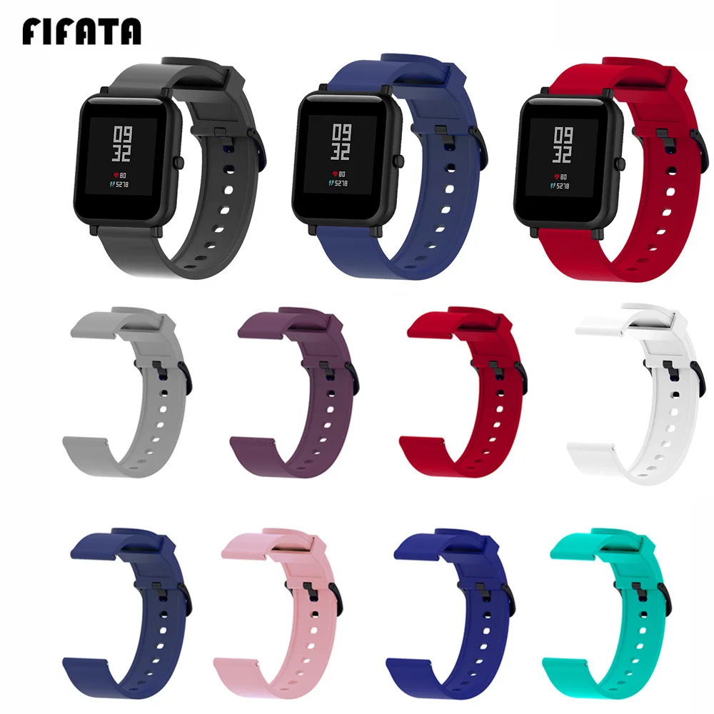 Силиконовый ремешок FIFATA для Xiaomi Amazfit Bip GTS S 2 часы браслет 20 мм Спортивные ремни Honor