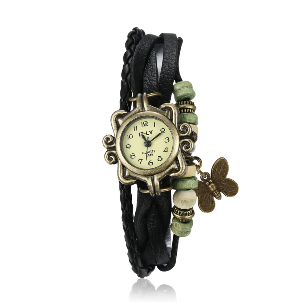 Лидер продаж Винтаж бабочка подвеска вязать Многослойные кожаным ремешком