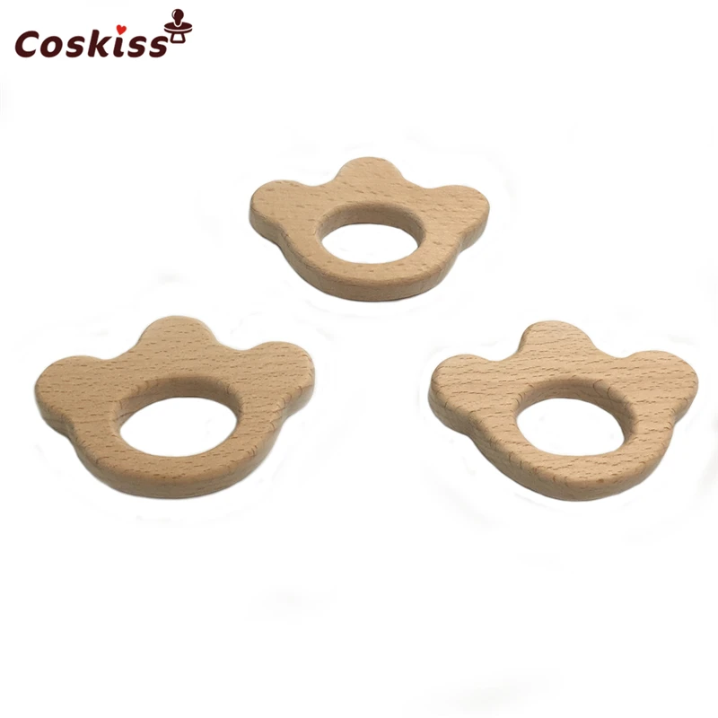 Organic Beech Wooden Bear's Paw Natural Handmade Teether DIY Personalized Pendent Eco-Friendly Safe Baby | Мать и ребенок