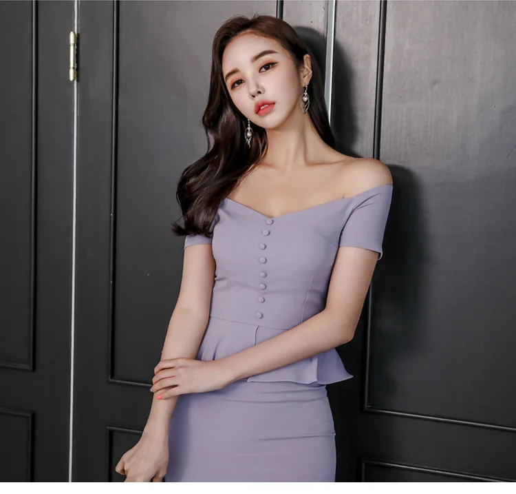 Foamlina вечернее платье с оборками vestidos Новое модное летнее женское сексуальное платье-карандаш с открытыми плечами с коротким рукавом офисное платье