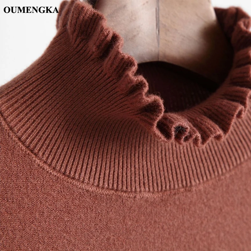 Turtleneck Ruched Women Sweater High Elastic Solid 2019 Fall Winter Fashion Loose Casual Knitted Pullovers Coffee | Женская одежда