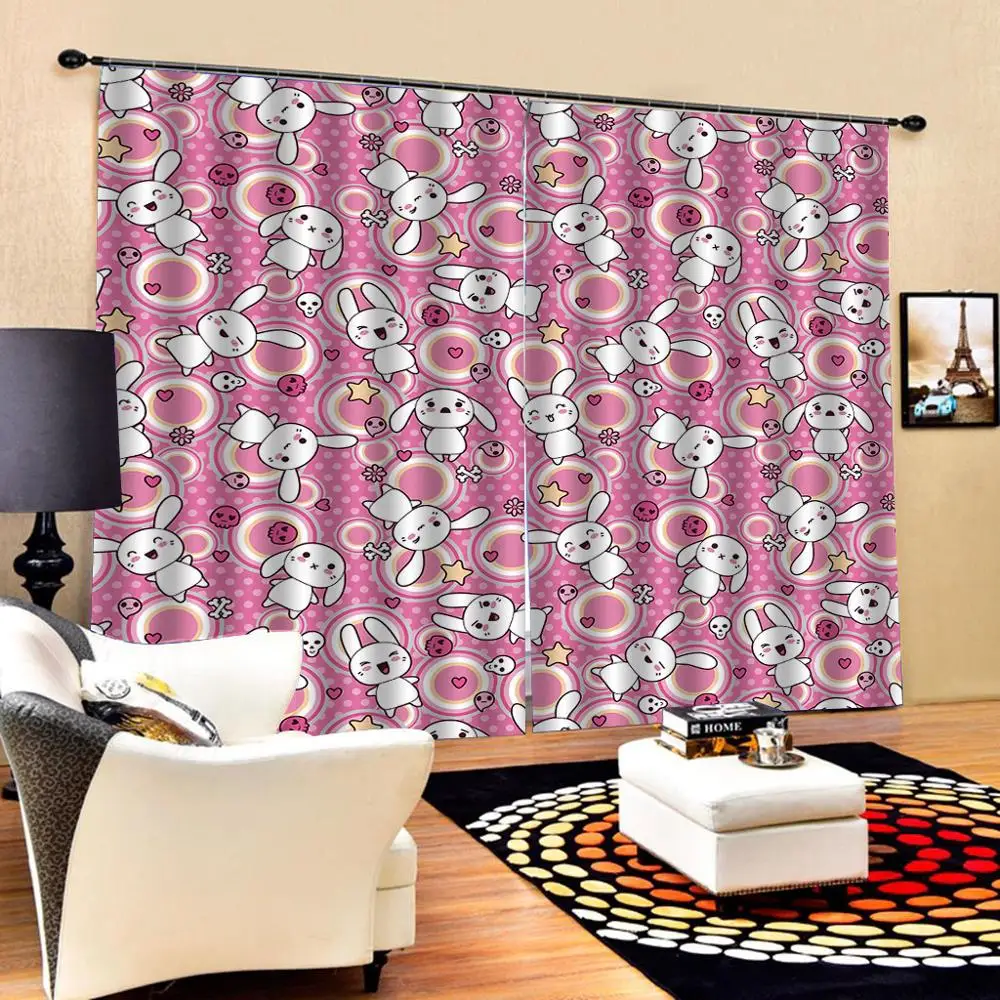 Blackout curtain 3D Curtain Luxury Window Living Room pink curtains for girls room | Дом и сад