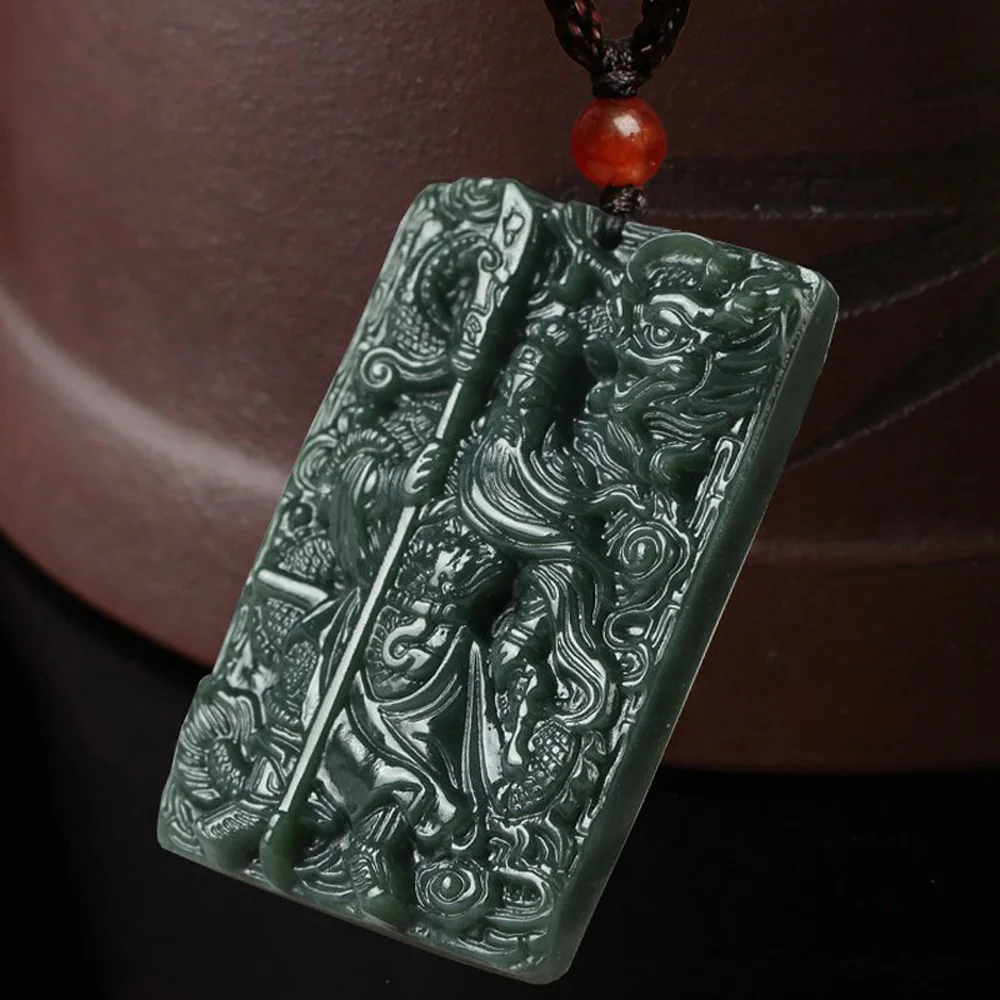 Синьцзян Хотан колье с кулоном ведьмы Прямая Lucky Amulet полые резные гуаню цепочки и ожерелья с цепочкой для мужчин и женщин подарок