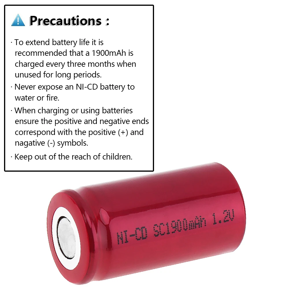 Soshine 2шт 1 2 V NI CD SC 1900mAh аккумуляторная батарея с плоской головкой