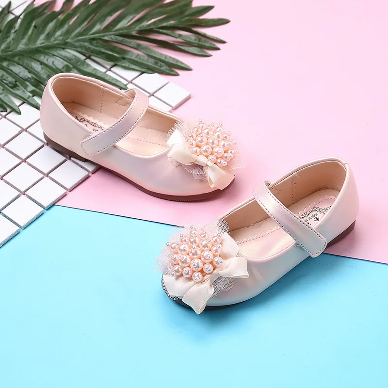 Princess Girls Shoes Pink white Beaded non-slip wear-resistant dance shoes Kids Flats Children Wedding Party Dress |