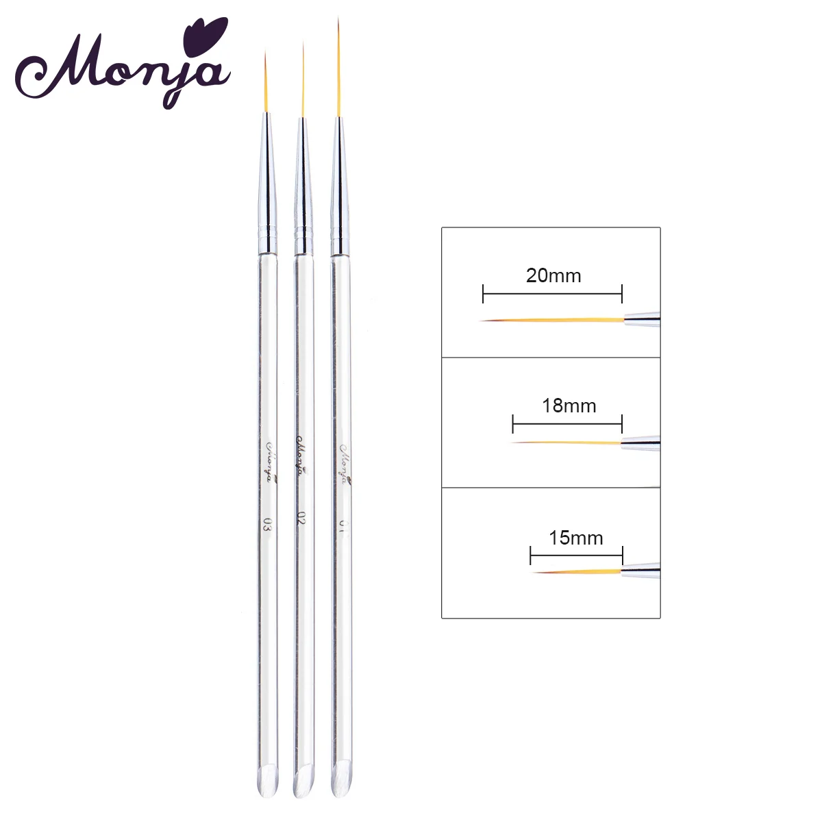 Liners для дизайна ногтей Monja 3 шт. прозрачные линии рисования французский полоски