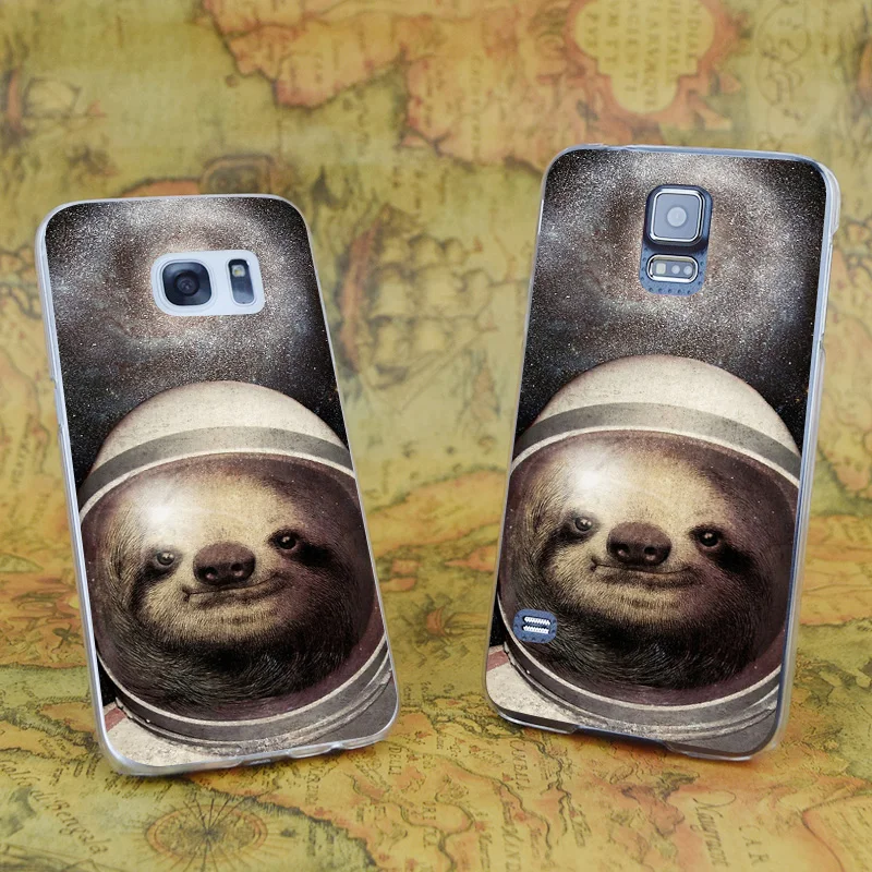 E1263 Space Sloth Transparent Hard PC Case Cover For Samsung Galaxy Note S 3 4 5 6 7 8 9 Mini Edge Plus |
