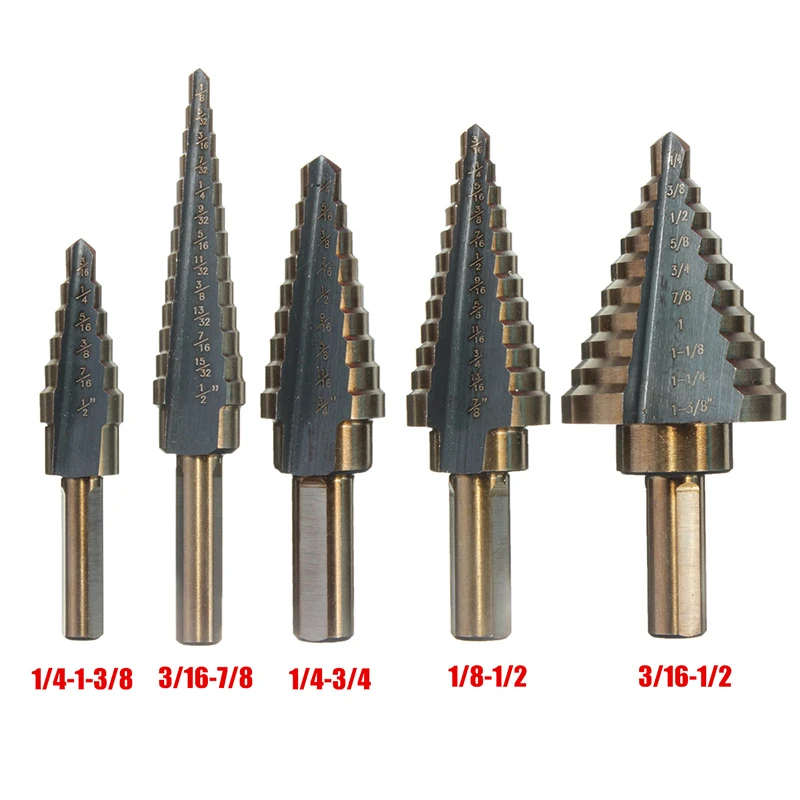 Набор быстрорежущих кобальтовых сверл Drillpro 5 шт./компл. 50 размеров ступенчатый