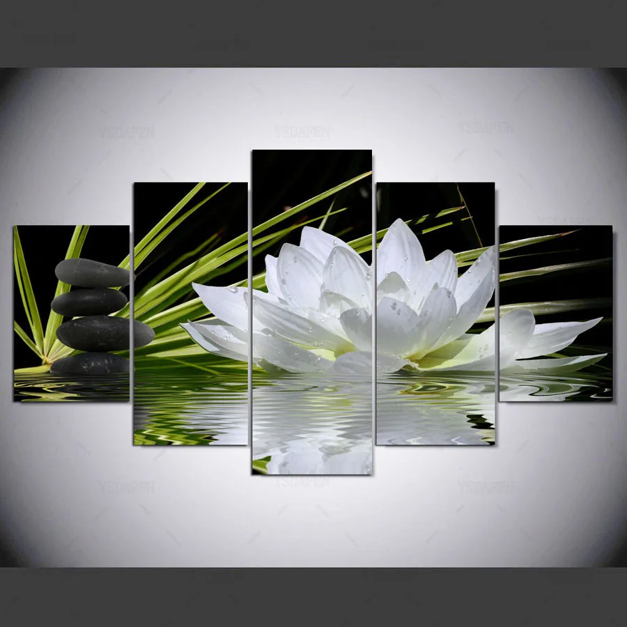 HD 5 шт. холст настенная картина на холсте с белыми цветами для домашнего декора