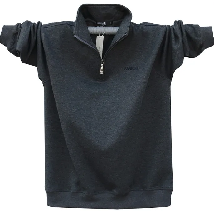 Для мужчин с длинным рукавом Poloshirt бренд Высокое качество, Большие размеры Стенд воротник хлопковые рубашки Для мужчин молнии Camisa поло Masculina A1108