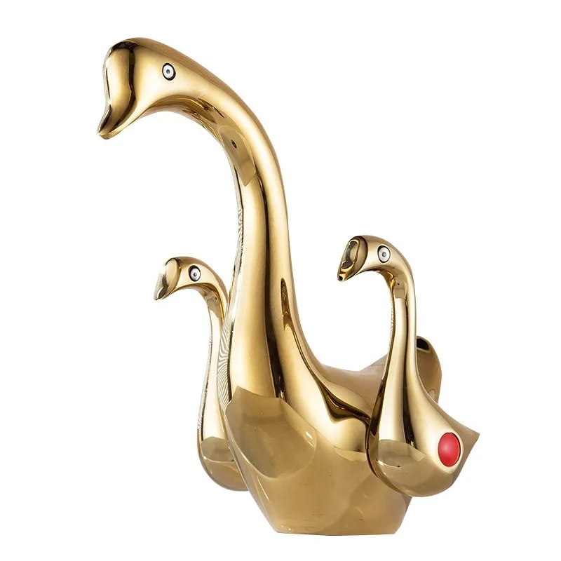 

Bathroom Basin Faucet Total Brass Sink Mixer Tap Hot & Cold Faucet Dual Handle Swan Unique Design Lavatory Tap Bathroom Crane