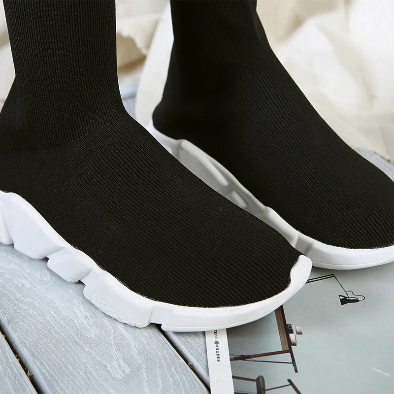 ORCHA LISA/большой Size44 эластичная ткань Для женщин; плоские на низком каблуке до колена ручной работы; модные женские сапоги без шнуровки, женские ботинки женская обувь Feminina J306