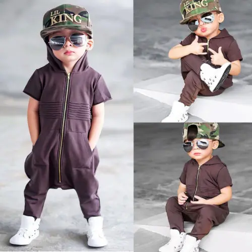 

Fashion Newborn Toddler Baby Boy Hooded Zipper Romper Jumpsuit Playsuit Clothes