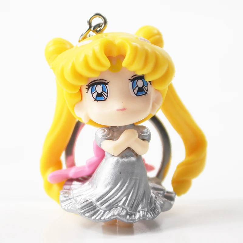 

5pcs/lot 4cm Keychain Pendant Tsukino Mini Keyring PVC Action Figure Model Collection Toys