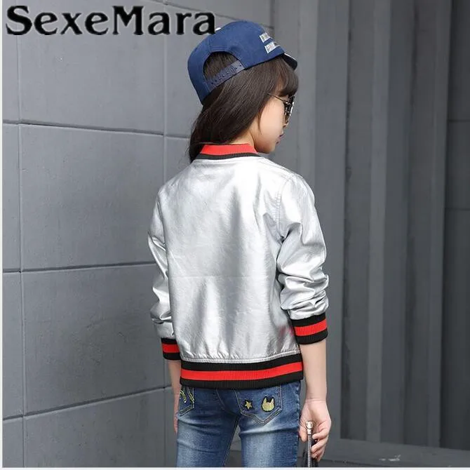 Sexemara Новинка 2017 года одежда для маленьких девочек из искусственной кожи пальто