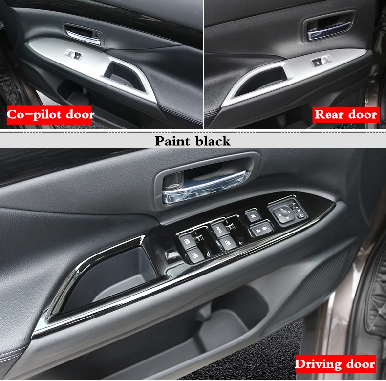 Для Mitsubishi Outlander 2013 стеклянная обновленная панель двери подлокотник панель ABS углеродное волокно внутренняя отделка