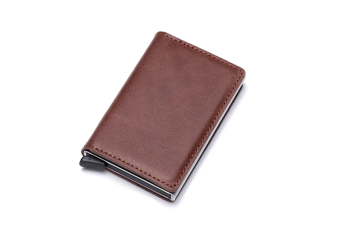 Khaki kz11988 Bycobecy модный бизнес-держатель для карт унисекс кожаный мужской RFID алюминиевый тестовый кошелек органайзер для карт чехол для банковских карт - Цвет: Khaki kz11988