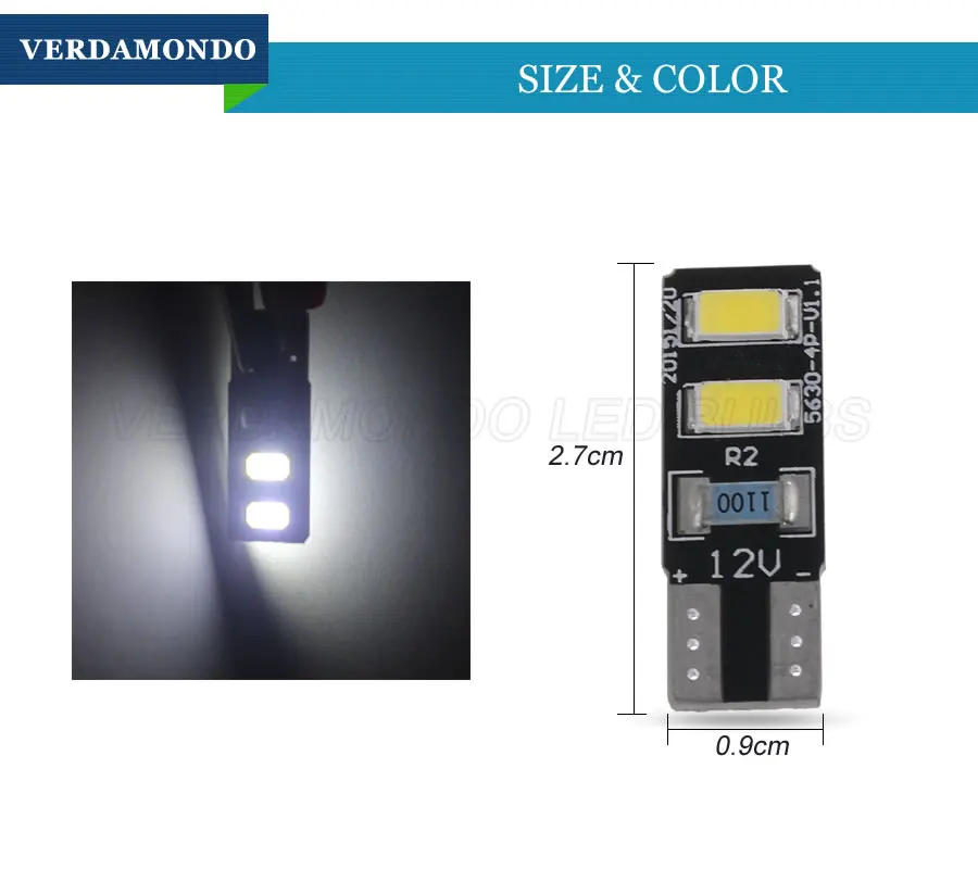 2Pcs W5W T10 LED Auto Lights 5730 4 SMD Wedge Car Interior Dome Reading License Plate Lamp White 12V Clearance Side Marker Bulbs |