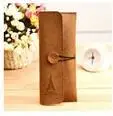 B Light Brown L 1 шт., винтажная элегантная сумка для карандашей из искусственной кожи с Эйфелевой башней, кожаный чехол для карандашей, Портативная сумка-кошелек, офисные канцелярские принадлежности, школьные принадлежности - Цвет: B Light Brown L
