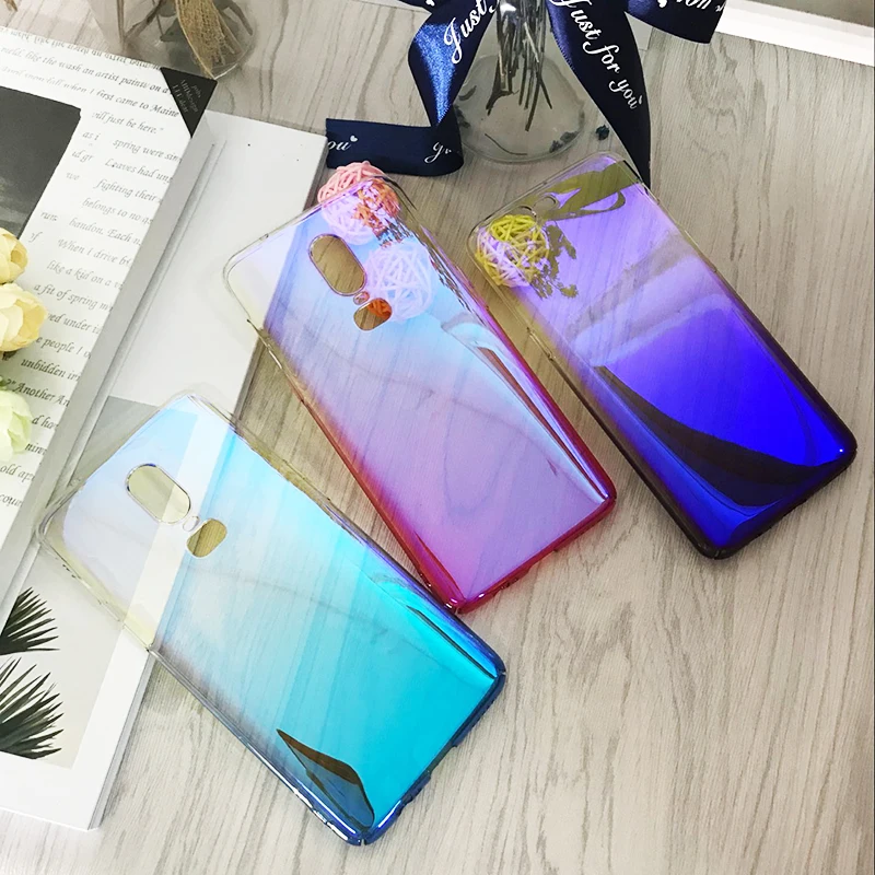 Amzboon Case For Oneplus 6 Luxury Aurora Gradient Color Transparent Cover 5T Phone case Light Slim PC Coque 1+5 | Мобильные телефоны