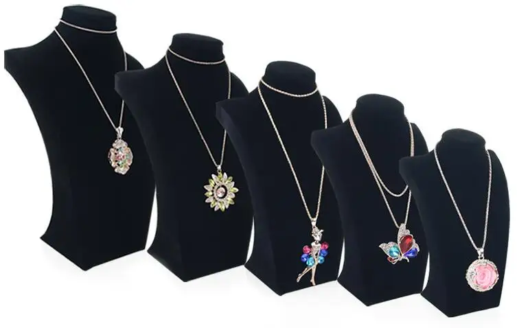 High Quality Luxury Velvet Black Color Jewelry Necklace Holder Pendants Display Choker Stand Rack Show Wholesale Price 5 Options