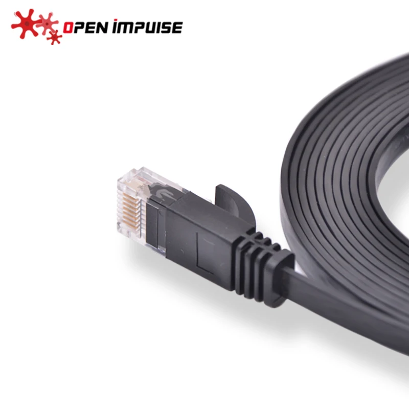 Тонкий Ethernet Кабель UTP RJ45 Lan длиной 2 м 3 шт. сетевой плоский провод CAT6 черного цвета
