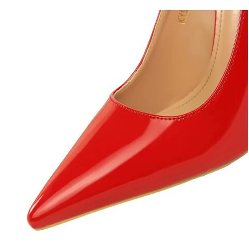 

woman pumps fashion 10.5CM thin high heeled leather shallow mouth sexy thin Pointed Toe women's shoes