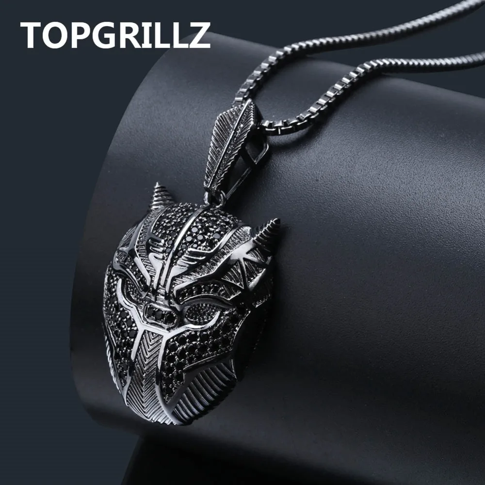 TOPGRILLZ хип хоп Черная пантера ожерелье с подвеской со льдом мужские ювелирные