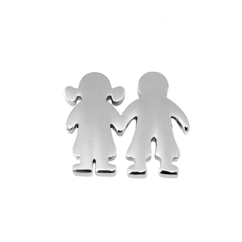 

Risul Boy and Girl slide pendant Women jewelry Stainless steel Slide hole charm family pendants mirror/brush polished 50pcs
