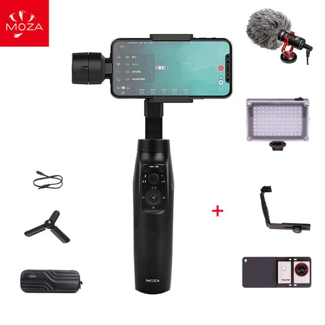 clampLbracketLEDMic MOZA MINI MI 3-х позиционный ручной карданный стабилизатор для смартфона iPhone X, 8 Plus, 8, 7 samsung S9 S8 S7 с Максимальная полезная нагрузка 300 г - Цвет: clampLbracketLEDMic