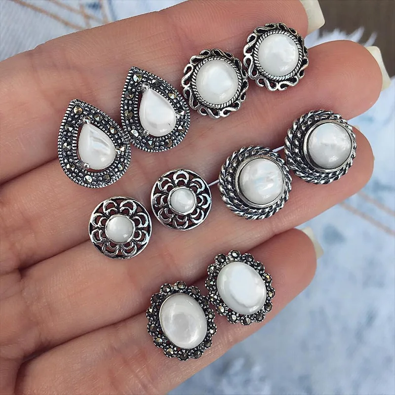10 шт./партия Boho резьба полые капли воды цветочный рисунок круглый Опаловый камень