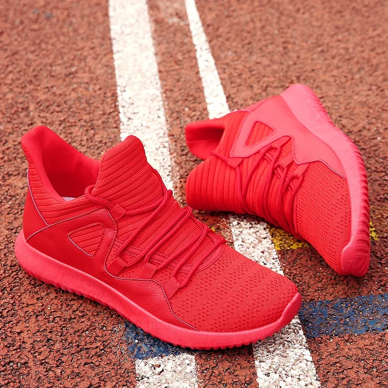 Male Sneakers Mesh Breathable Running Shoes Men Black Red White Anti Slip Outdoor Sport Shoes Athletic Training Footwear for Men