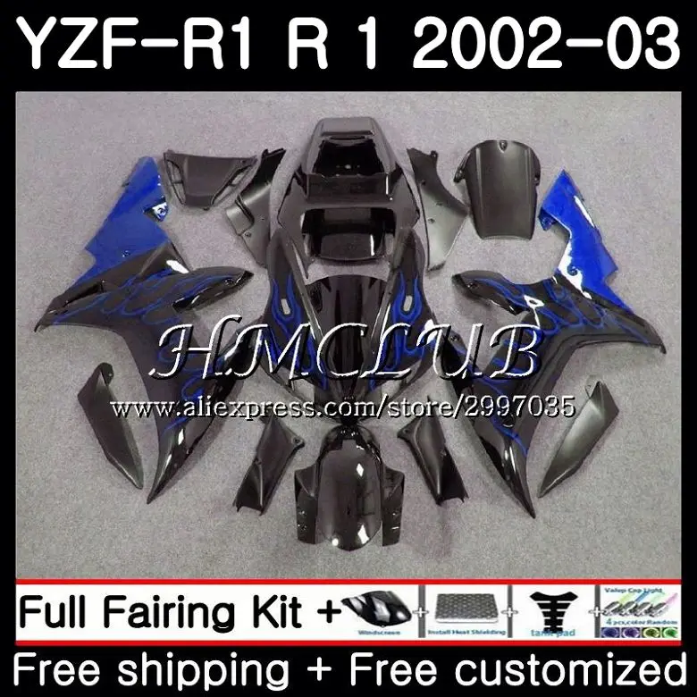 Корпус обтекателя Для YAMAHA YZF R 1 1000 YZF-R1 2002 2003 синее пламя new 20h4 R1 02 03 YZF-1000 YZF1000 YZFR1 |