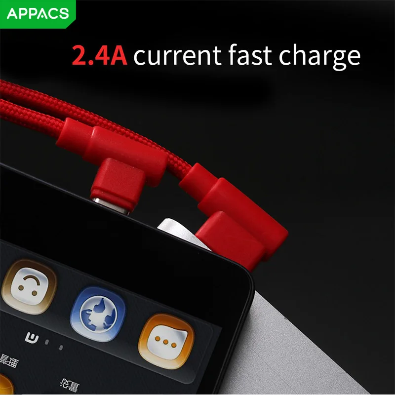 APPACS нейлоновый кабель-usb типа с 2.4A USB-C для быстрой зарядки и синхронизации данных