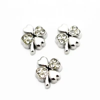 10pcslot metal four leaf clover crystal lucky gift floating charms for living glass floating lockets bracelet diy jewelry