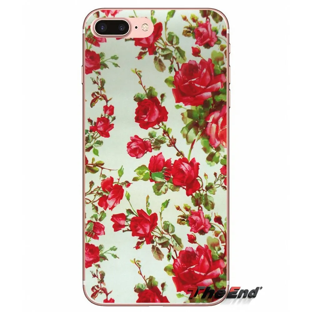 Для iPhone X 4 4S 5 5S 5C SE 6 6S 7 8 Plus Samsung Galaxy J1 J3 J5 J7 A3 A5 2016 2017 розовый цветочный принт TPU