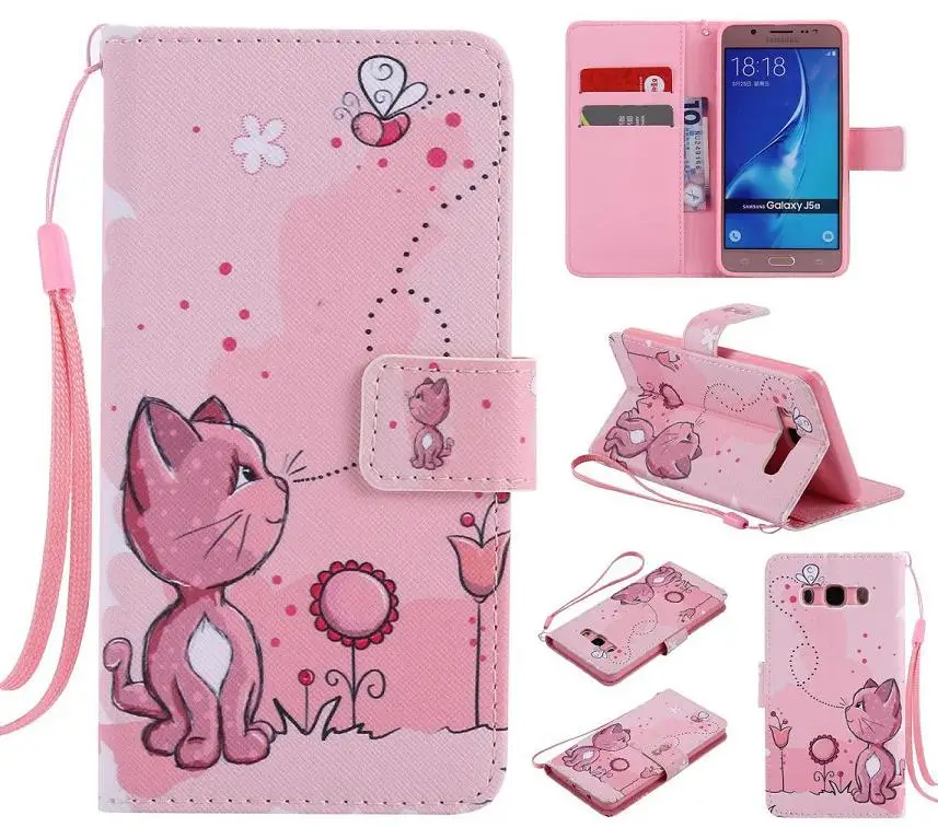 Skull Leopard Eiffel Tower elephant Leather Wallet Case Cover For Samsung galaxy J1 2016 J120 J3 J310 J5 J510 | Мобильные телефоны