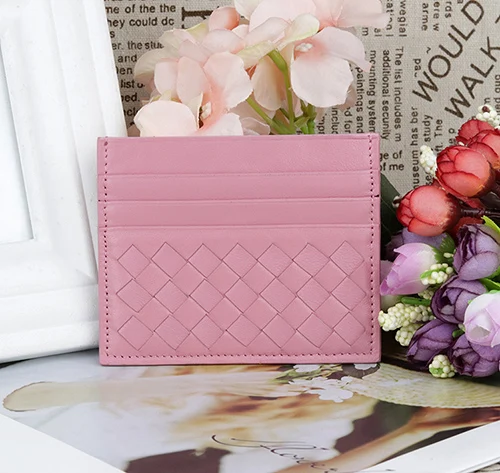 Pink Новое поступление, ультратонкие кошельки для карт из овечьей кожи, гарантированное качество, фирменный дизайн, унисекс, натуральная кожа, держатели для карт, высокое качество - Цвет: Pink