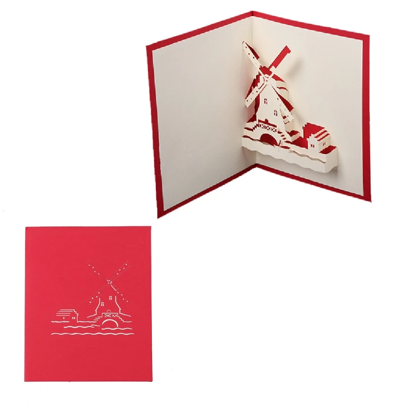 Ручная работа 3D всплывающие поздравительные открытки романтическая мельница