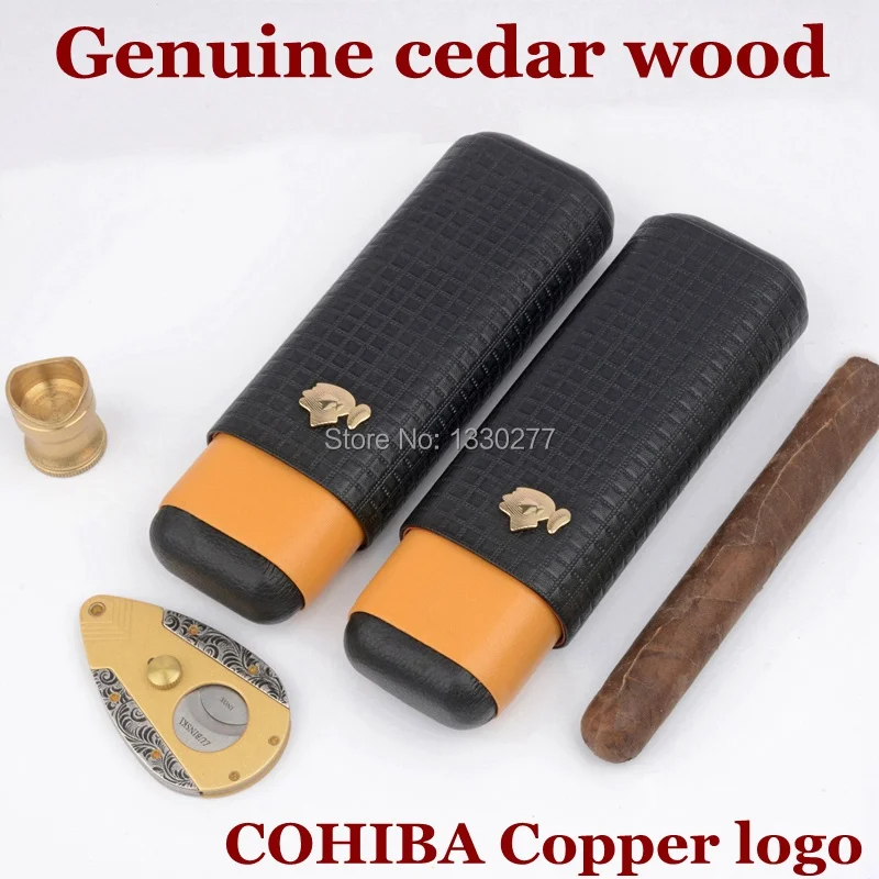 54R COHIBA COHIBA кедр деревянный ящик для сигар Путешествия Портативный кожаный портсигар Fit 2 пальца 54 кольца сигары - Цвет: 54R COHIBA