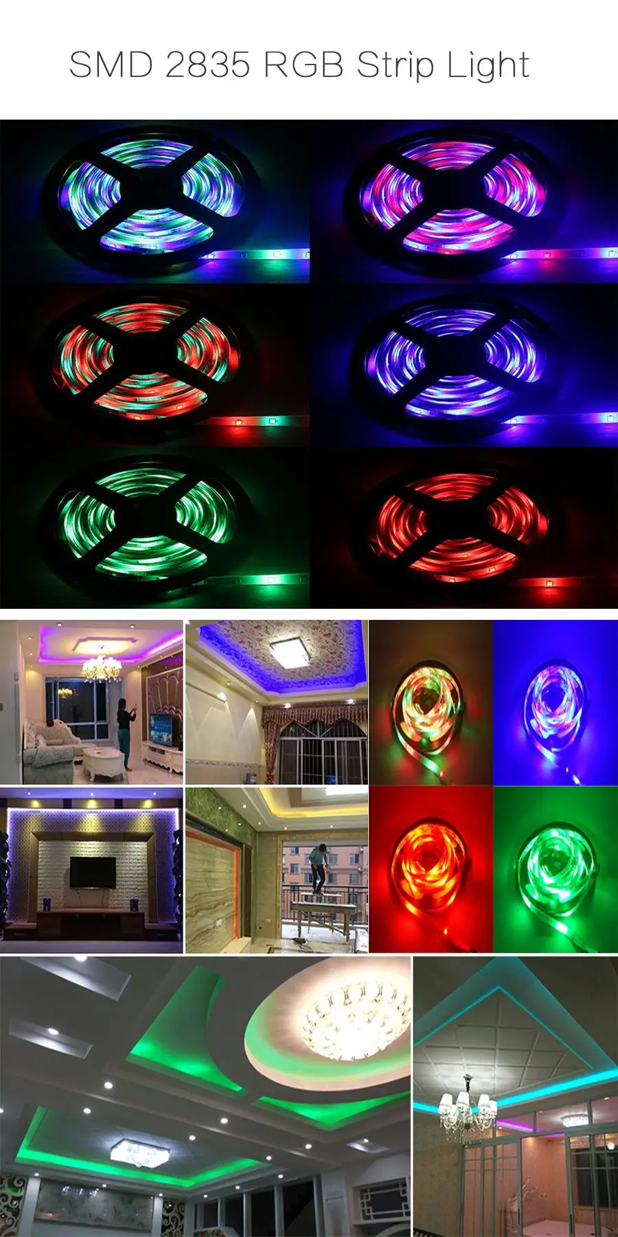 2835 Светодиодная лента светильник DC12V RGB лента Диодная неоновая лента лампа полоса водонепроницаемый гибкий светодиодный светильник с адаптером контроллера