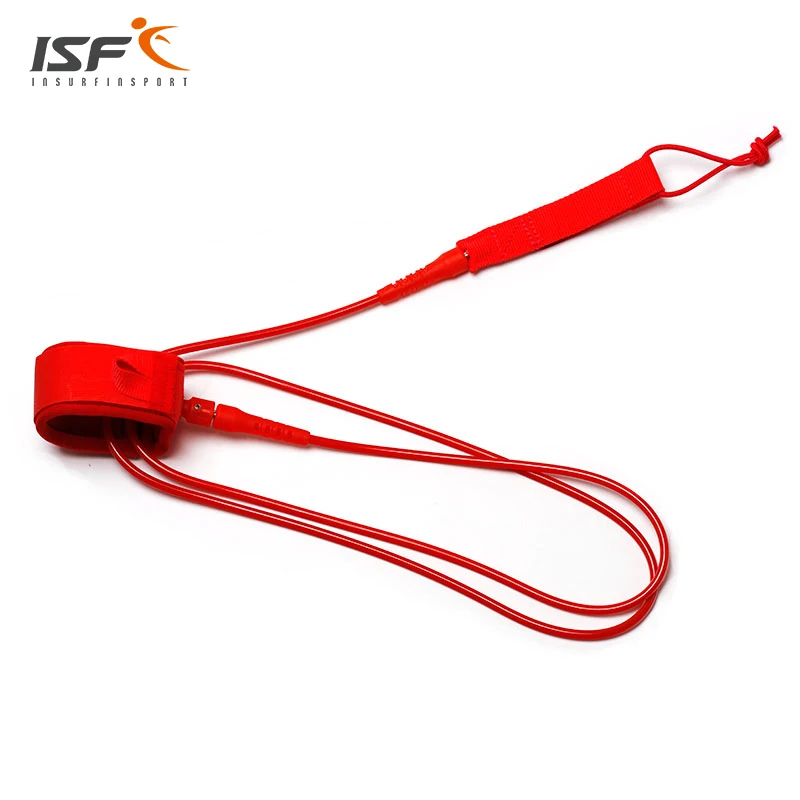 Red TPU Surfboard Leash 6 to 12 Feet, 7mm Thickness Double