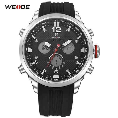 WEIDE Модные светодиодные цифровые кварцевые часы мужские военные спортивные часы Неделя дисплей мужские наручные часы Время часы Relogio Masculino - Цвет: Black Black